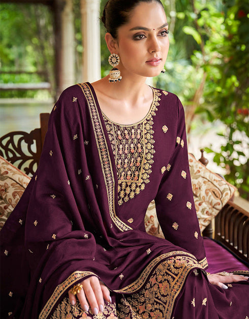 sleek purple real premium silk designer function wear heavy salwar suit collection with purple real premium silk rt8994-185154 Close-up View